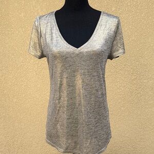 Silver V-Neck Women's Top